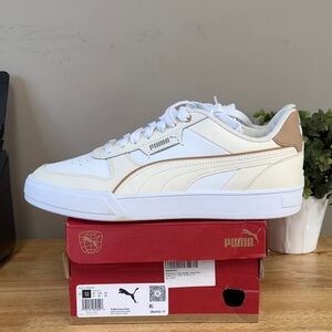Puma Men's Caven Sneaker, Dime White-Frosted Ivory-Dusty Tan Silver, 12